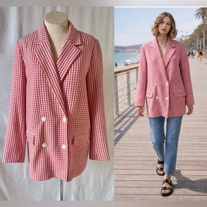 Twik NWOT Double Breasted Loose Fit Plaid Blazer - M